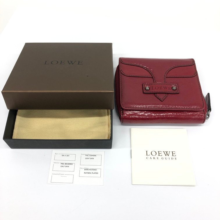 LOEWE ロエベ 二つ折り財布 赤 箱・付属品付き【CCAU7032】_画像10