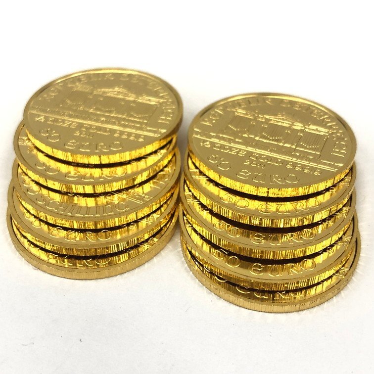 K24IG オーストリア ウィーン金貨 ハーモニー 1/2oz 10点 おまとめ 総重量155.8ｇ【CCAT0044】の画像3