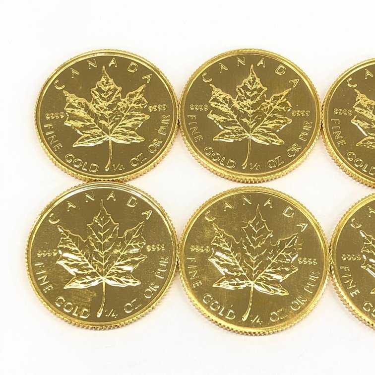 K24IG カナダ メイプルリーフ金貨 1/4oz 8枚まとめ 総重量62.2g【CCAR6052】の画像2