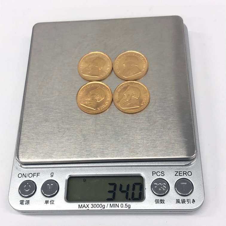 K22 南アフリカ クルーガーランド金貨 1/4oz 4点 おまとめ 総重量34.0ｇ【CCAT0047】の画像9