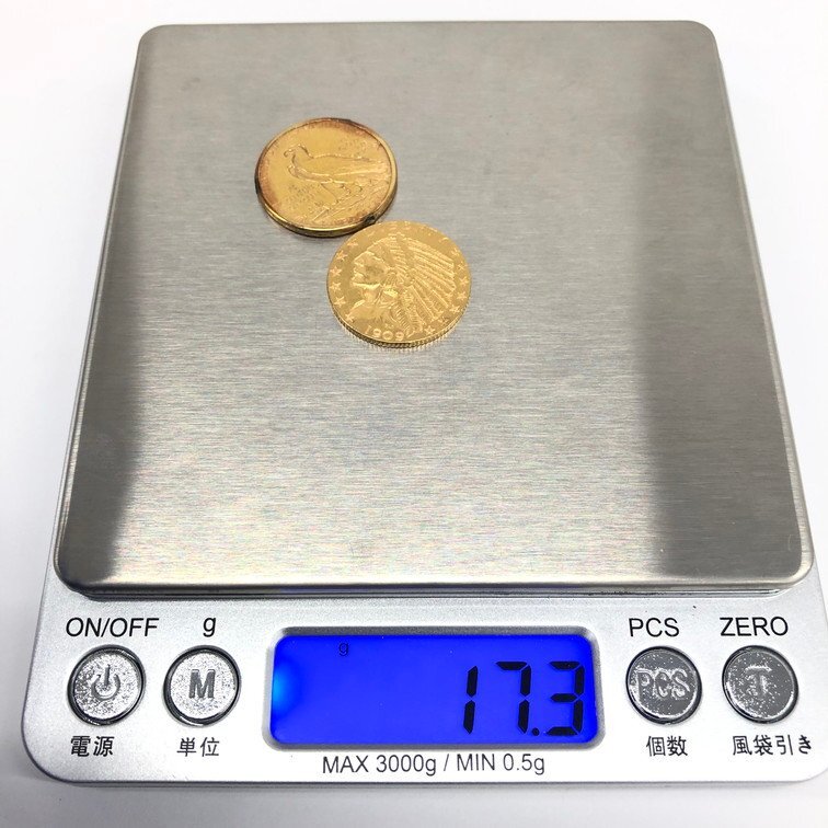 K21.6 インディアン金貨 2点セット 総重量17.3g 【CCAZ7023】_画像10