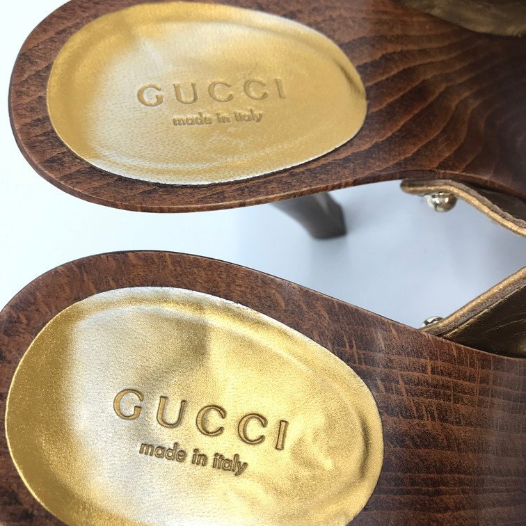 GUCCI グッチ ホースビット スタッズ ウッド ミュール サンダル 155331 35【CCAZ2029】_画像5