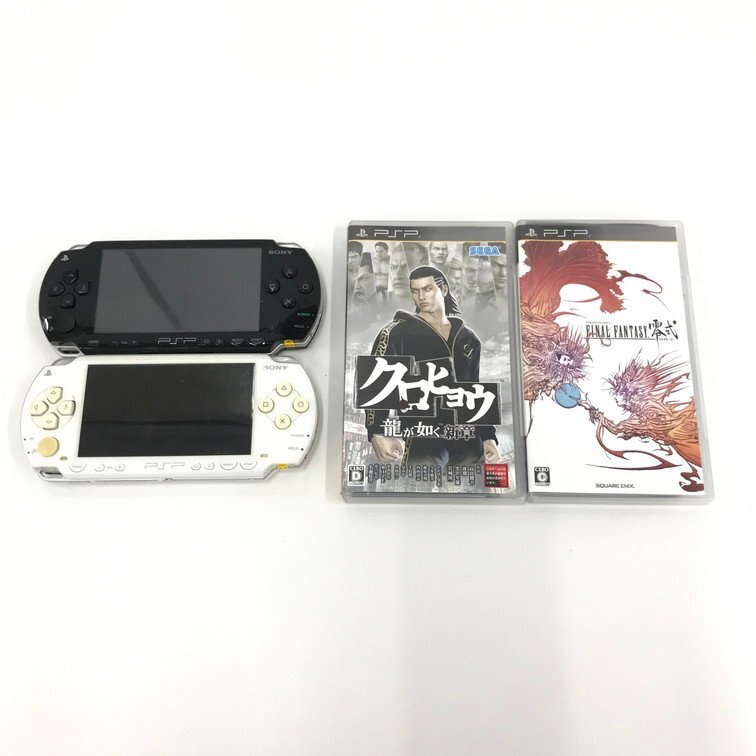 SONY ソニー PSP 本体 PSP-1000 ブラック ホワイト ソフト モンハン 龍が如く ほか 5点まとめ【CCAZ5025】_画像1