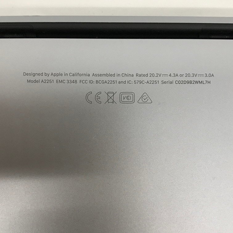 Apple　MacBook Pro　13-inch 2020 Thunderbolt3ポートx4 A2251 スペースグレイ　初期化済み【CCBA8002】_画像5