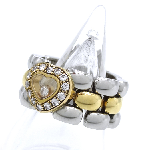  Chopard happy кольцо с бриллиантом примерно 11.5 номер K18 желтое золото нержавеющая сталь K18YG SS кольцо Chopard Yokohama BLANC