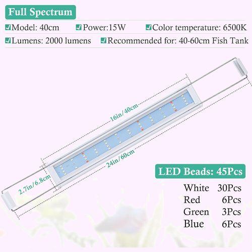 FEDOURフルスペクトル水槽照明LEDライト：タイマ 成/水槽照明用ランプ、白色プラスチックケースLEDランプ 111_画像2