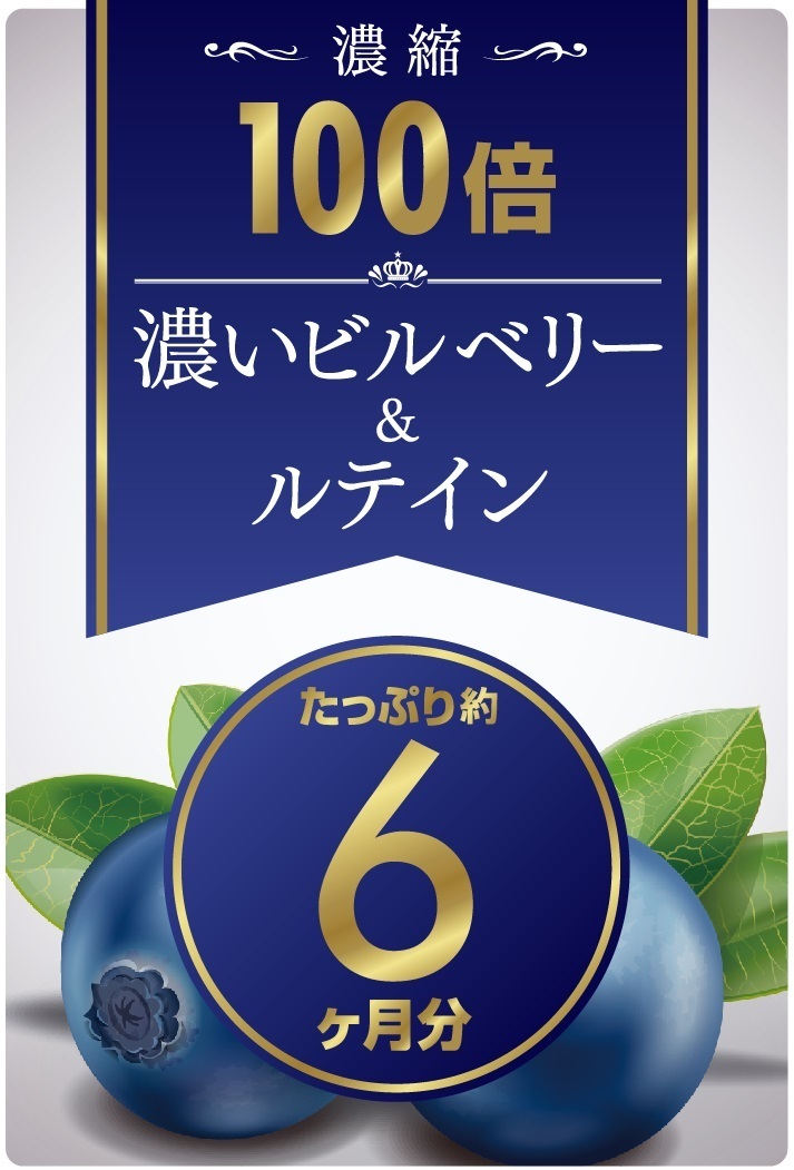 新品正規品 未使用 １円スタート 国内生産【富山県】濃縮100倍 濃いビルベリー＆ルテイン 約6ヵ月分 累計100,000個突破 ブルーベリー_画像6