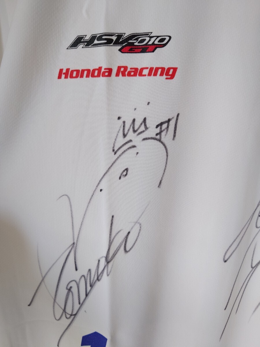 1円〜 レーシングチーム サイン入りTシャツ weiider Honda Racing HSV-010GT ホンダ レーシングドライバー 未使用品 半袖 ドライ Tシャツの画像3