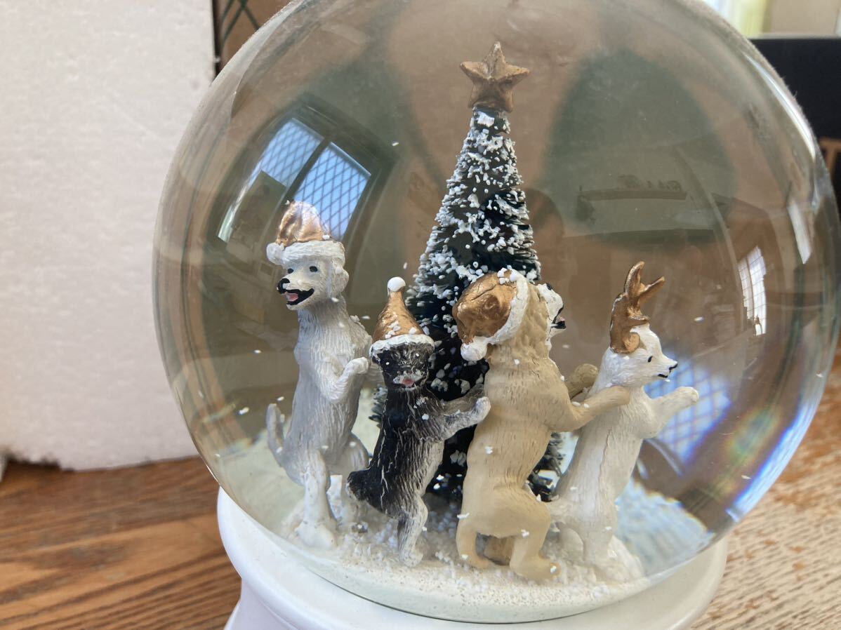 美品 スノードーム ドック オルゴール付き. STANDING DOGS SNOW GLOEの画像4