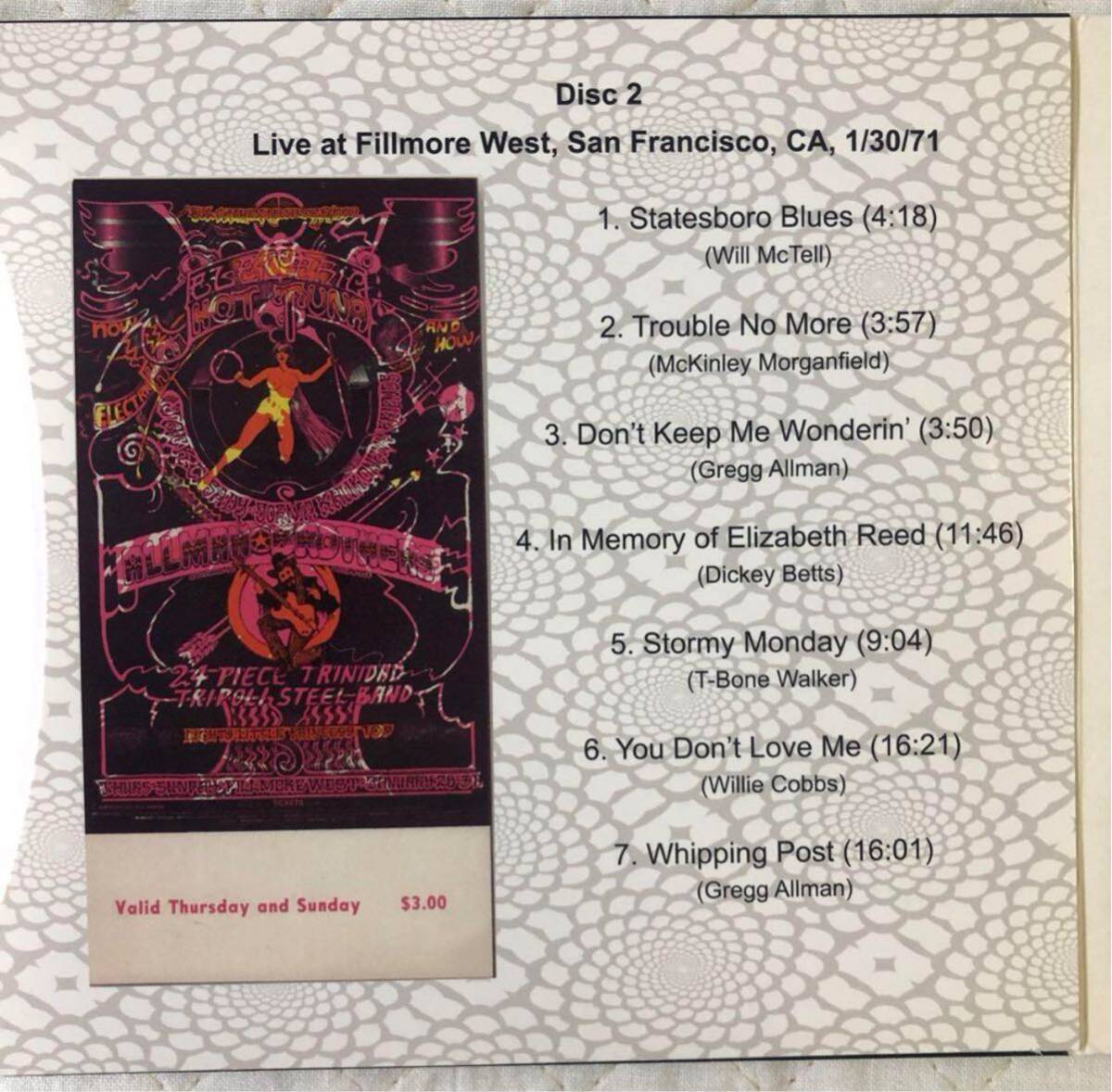 4CD！Allman Brothers Band / オールマン・ブラザーズ・バンド / Fillmore West '71_画像5