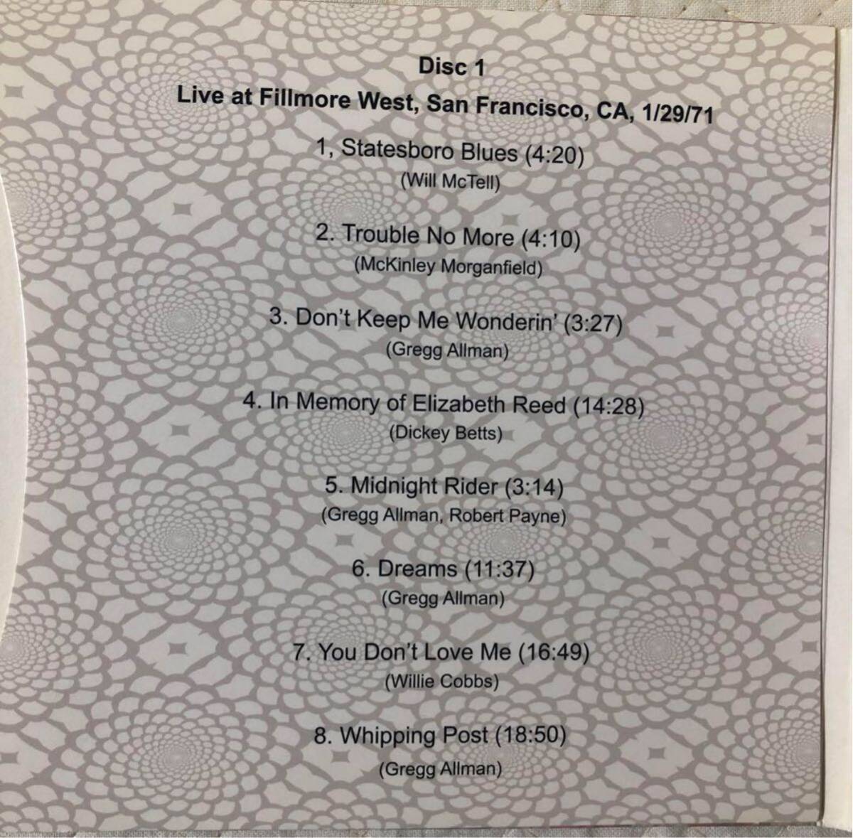 4CD！Allman Brothers Band / オールマン・ブラザーズ・バンド / Fillmore West '71_画像4