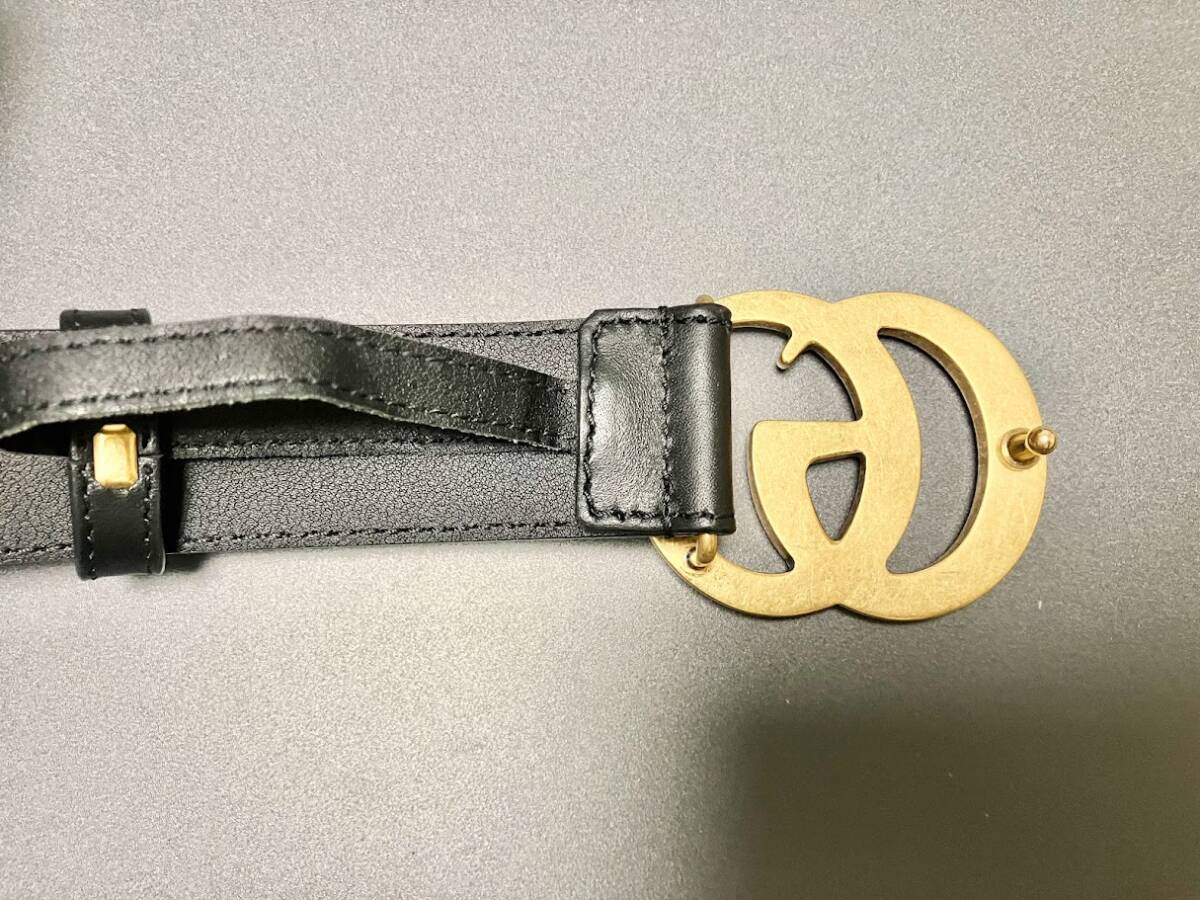  GUCCI グッチ GG マーモント レザー ゴールド金具 ベルト 414516/AP001/70・30 / 525840 ブラック系 (24/3/24)_画像3