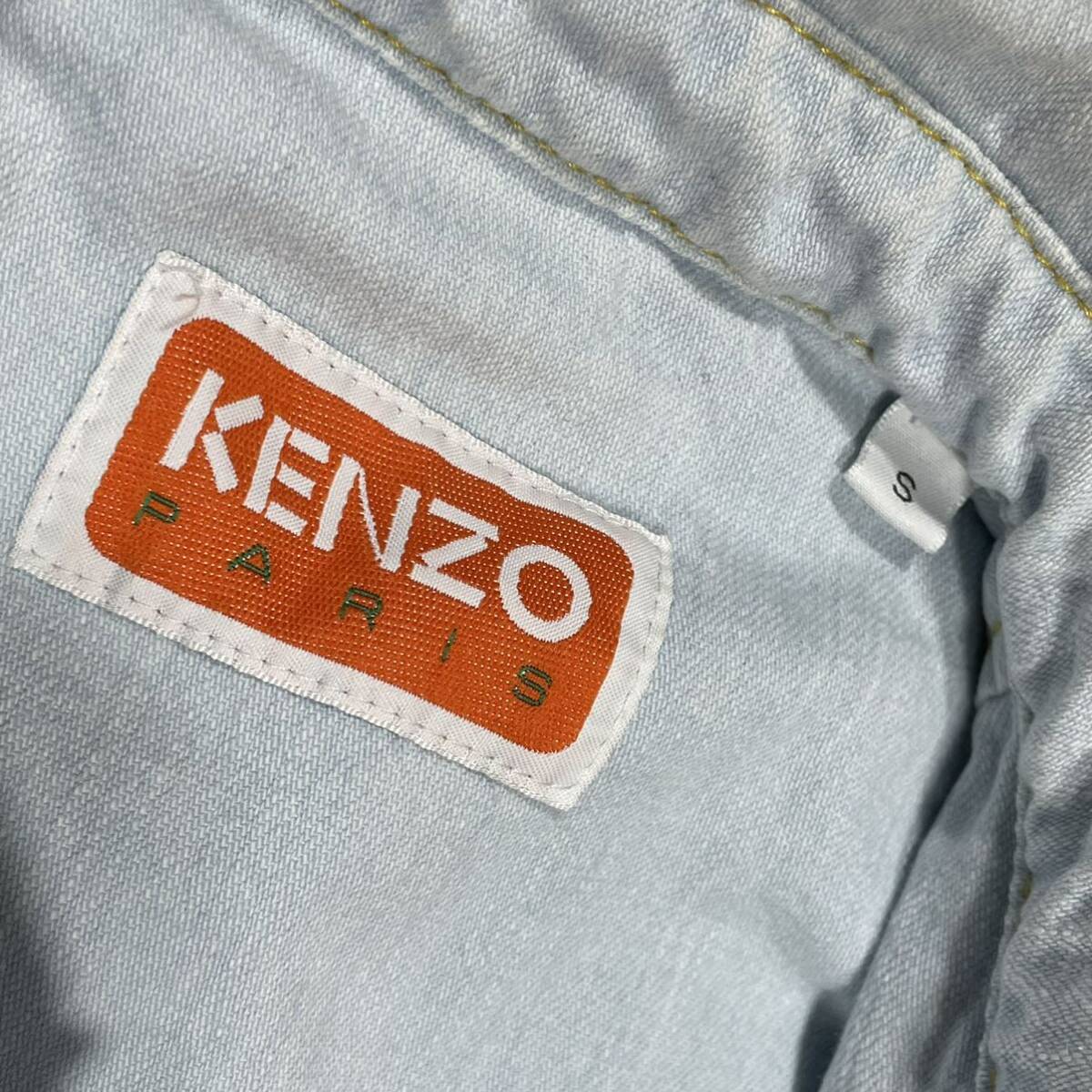 本物 美品 正規品KENZO ケンゾー デニム カウボーイ シャツ Bleached Blue Denimメンズ Sサイズ 長袖_画像7