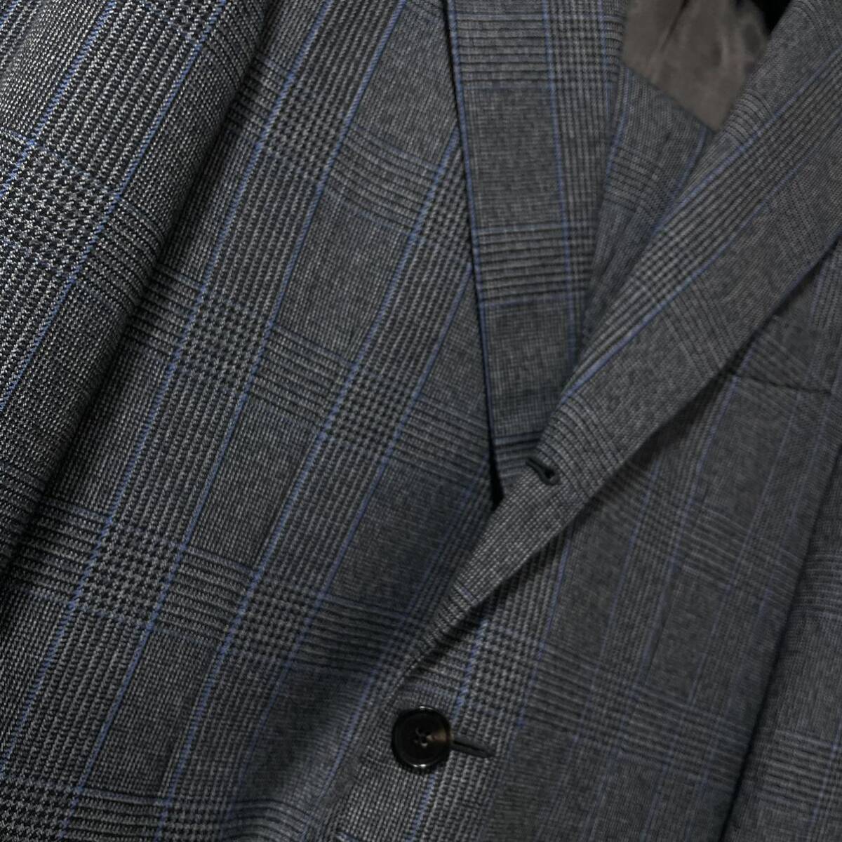  genuine article beautiful goods regular goods CARUSO tailored jacket check hanger attaching wool cloth ka Roo zo suit size46/8R 2 piece black setup 