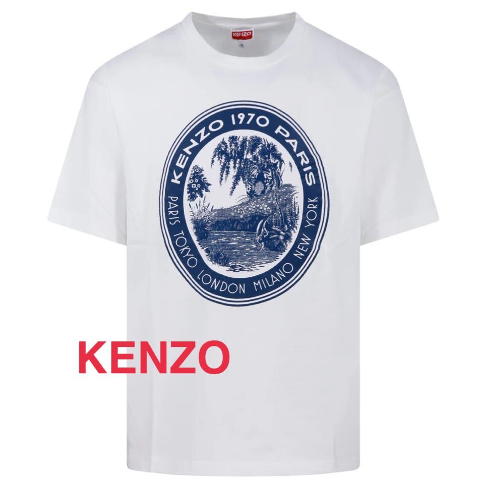 本物 中古 正規品 KENZO ケンゾー ロゴ プリント クルーネック T シャツ Sサイズ ホワイト White_画像1