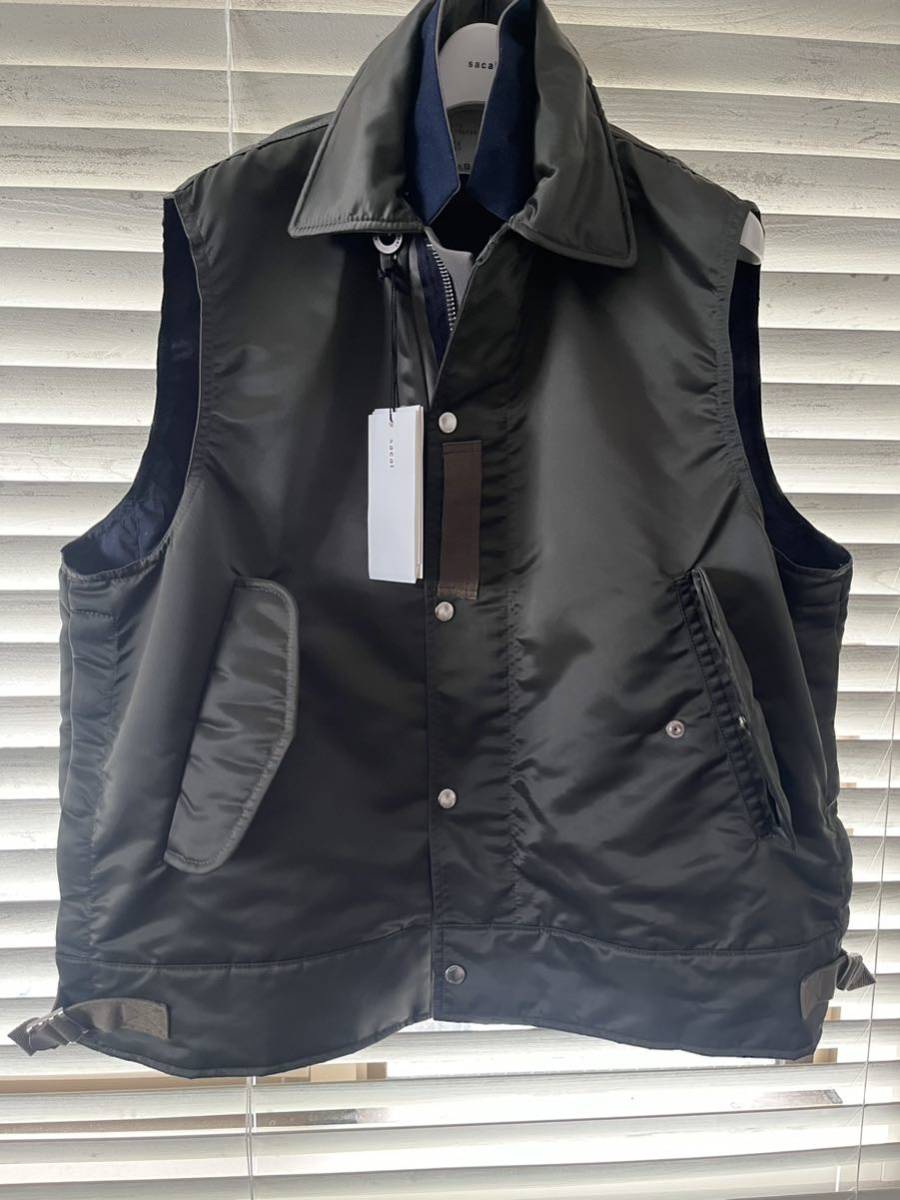 Sacai サカイ 23SS 23-02993M Nylon Twill Vest 【Size2】ナイロン ツイル ベスト カーキ カーキ