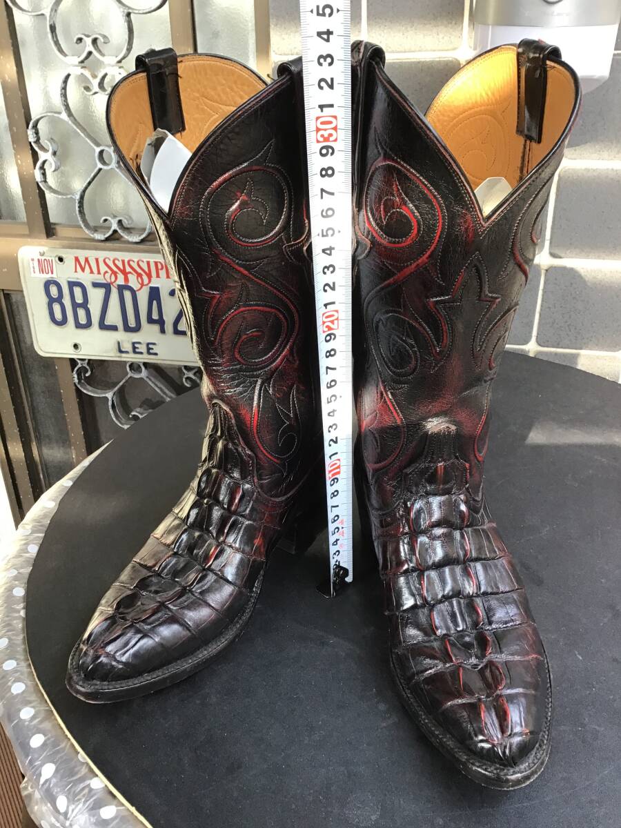 USA製【Lucchese（ルケーシー）】ビンテージ アンティーク ウエスタン ブーツ ワニ 革 クロコダイル 6B 23cmくらい 希少 小さめ サイズ_画像1