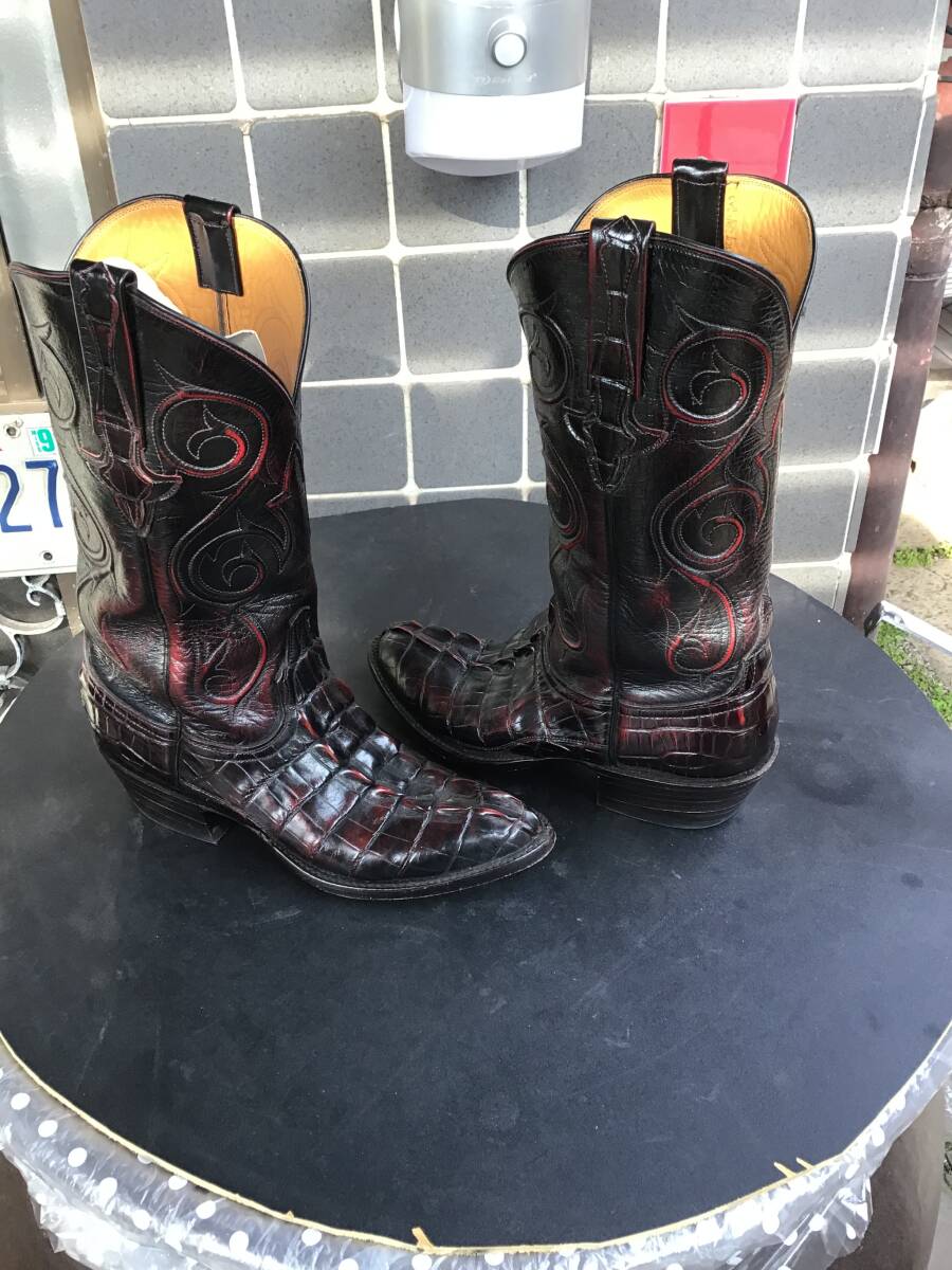 USA製【Lucchese（ルケーシー）】ビンテージ アンティーク ウエスタン ブーツ ワニ 革 クロコダイル 6B 23cmくらい 希少 小さめ サイズ_画像4