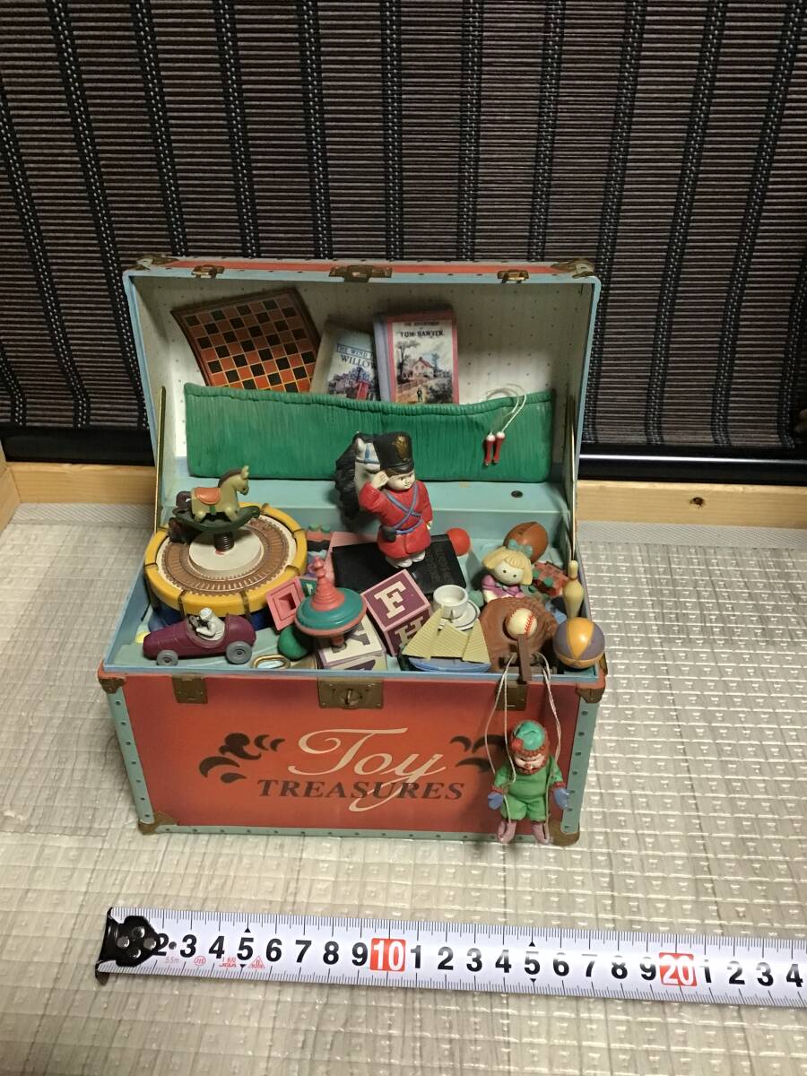 レトロ ビンテージ アンティーク ENESCO エネスコ オルゴール TOY TREASURES おもちゃ箱 動く 人形_画像3