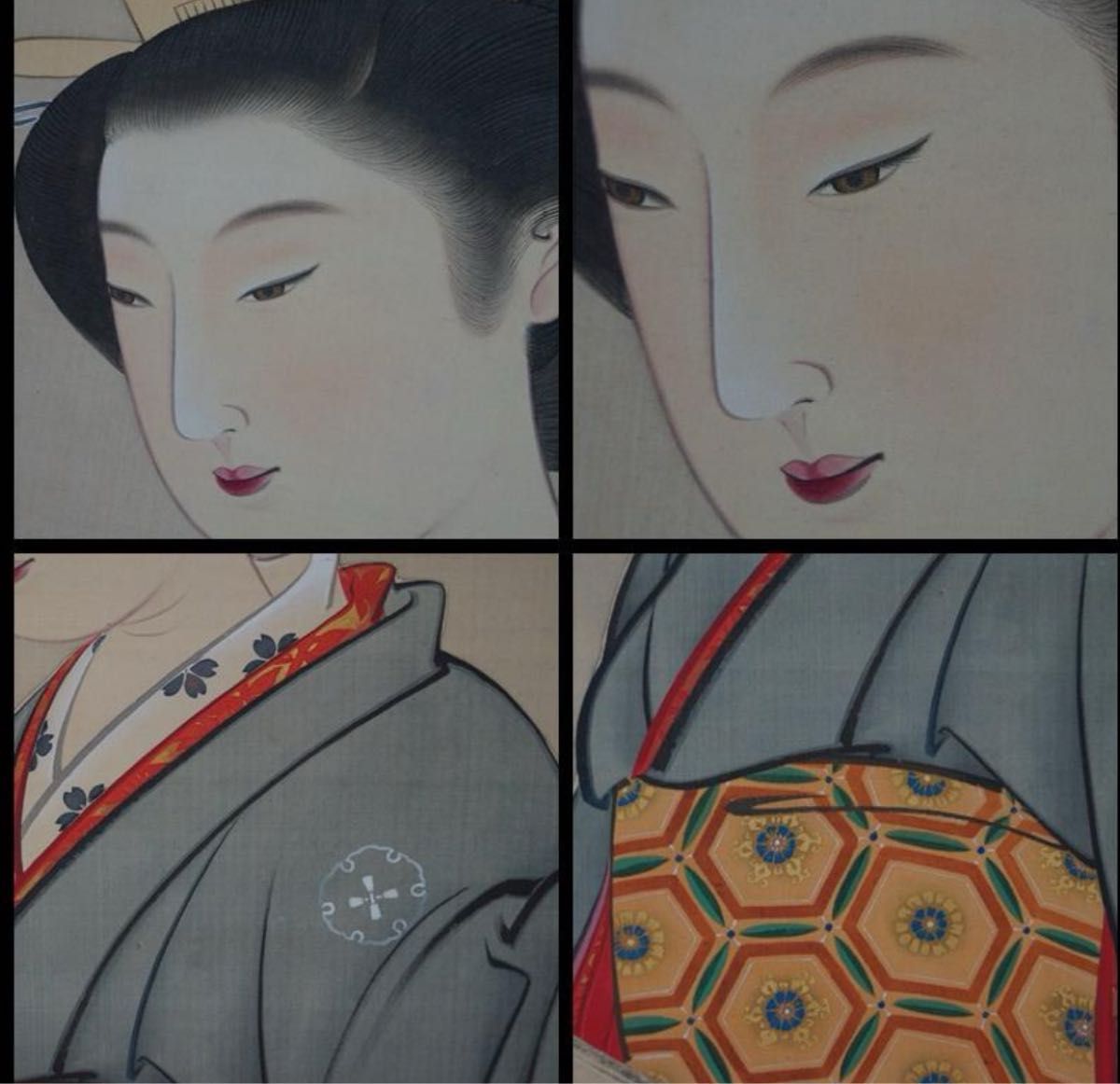 【日本限定モデル】 明治期 高谷篁甫筆 時代物 共箱 『園窓美人画』肉筆絹本掛軸 絵画