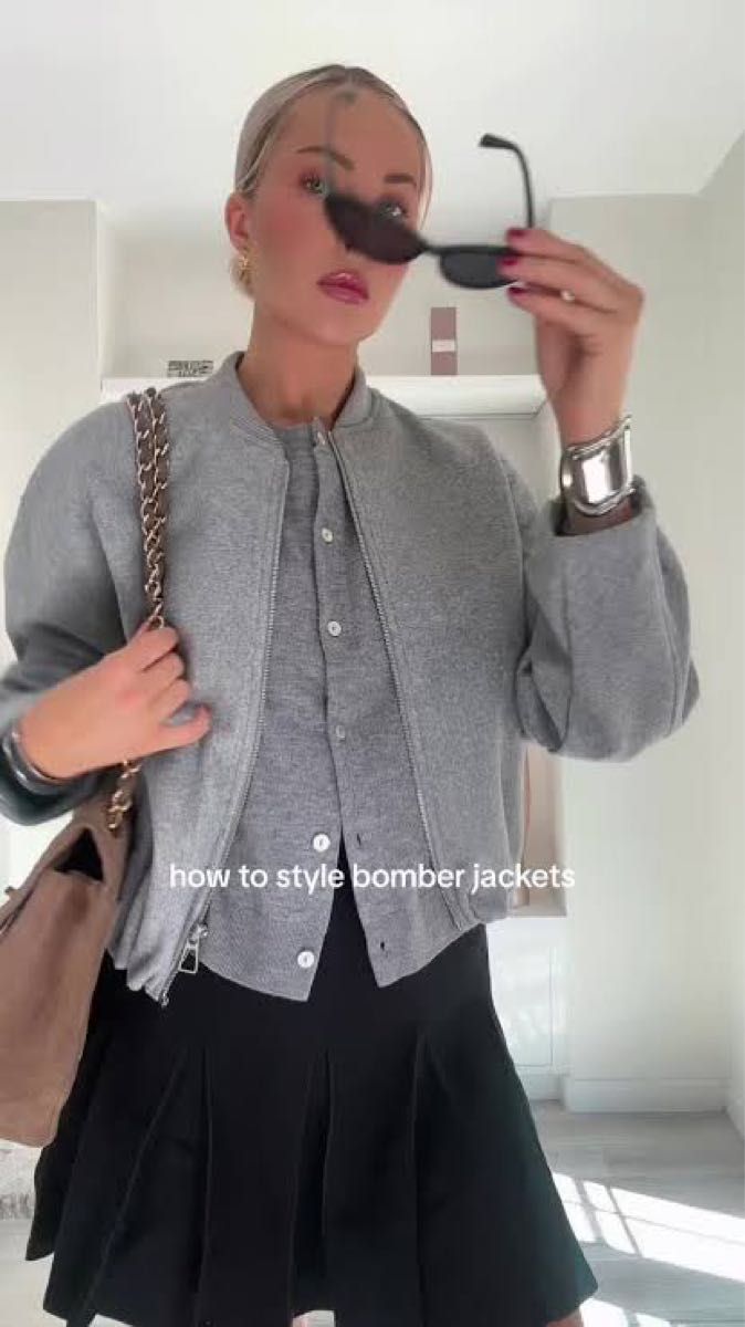 新品】ZARA ストッパー付きソフトボンバージャケット S グレー 新品】ZARA ストッパー付きソフトボンバージャケット S グレー