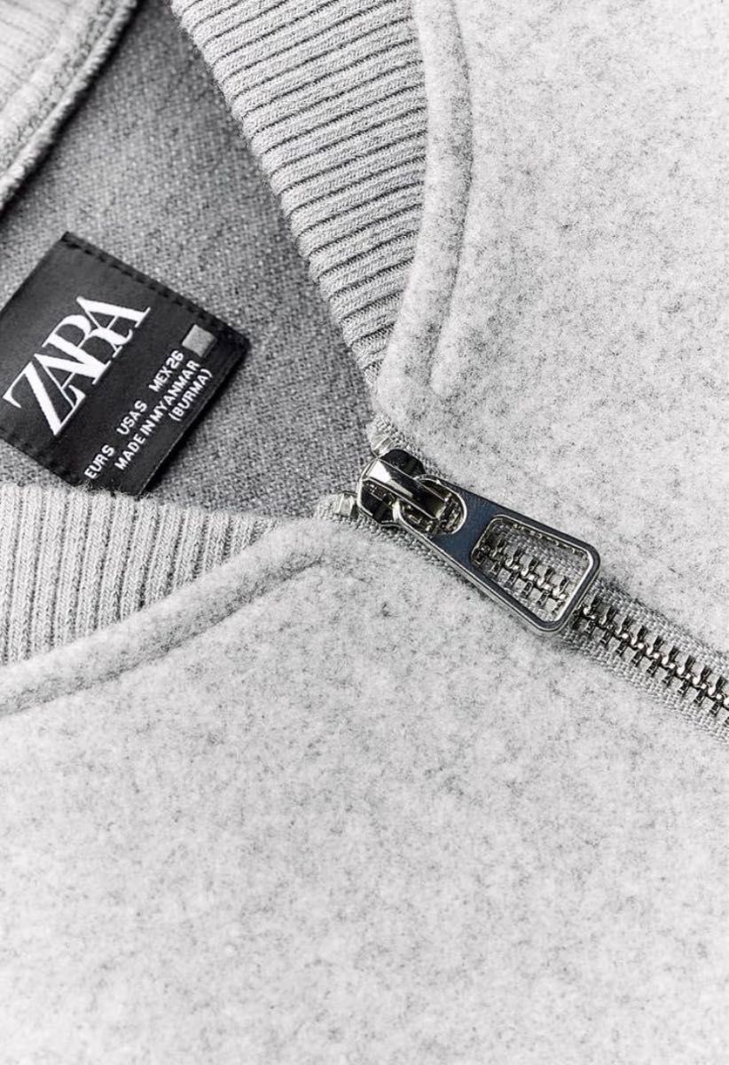 新品】ZARA ストッパー付きソフトボンバージャケット S グレー 新品】ZARA ストッパー付きソフトボンバージャケット S グレー