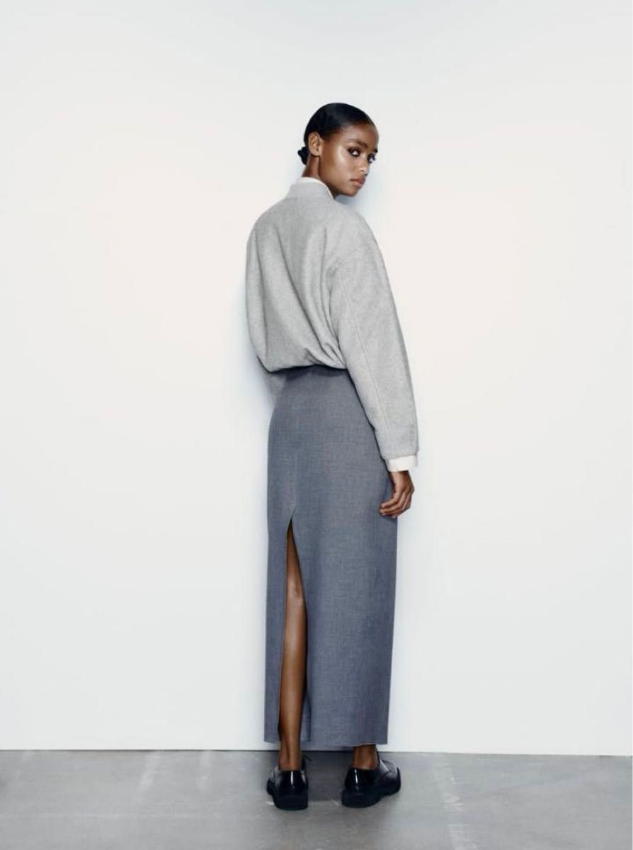 新品】ZARA ストッパー付きソフトボンバージャケット S グレー 新品】ZARA ストッパー付きソフトボンバージャケット S グレー