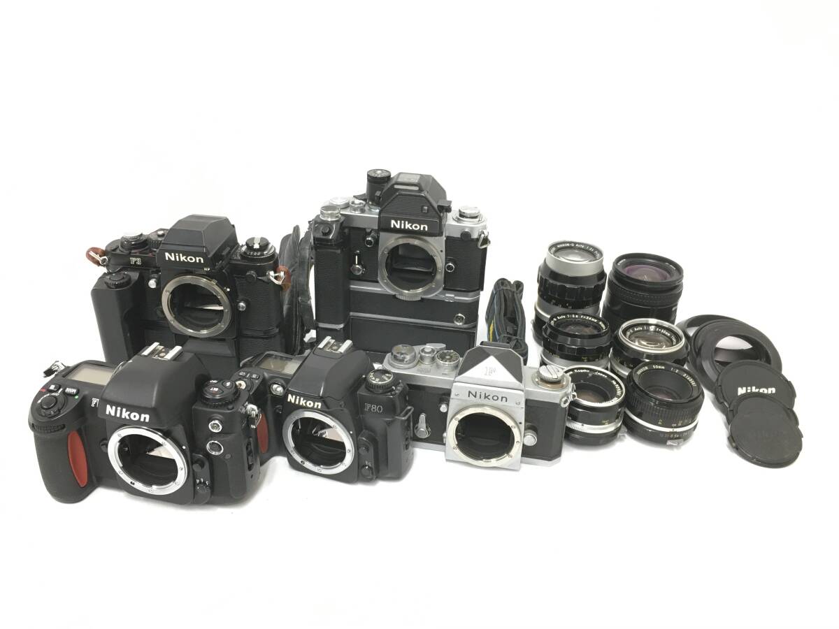☆ Nikon まとめ 1 ☆ Nikon F + F2 + F3 + F80 + F100 + NIKKOR 50mm 1:2 他レンズ5本 ニコンの画像1