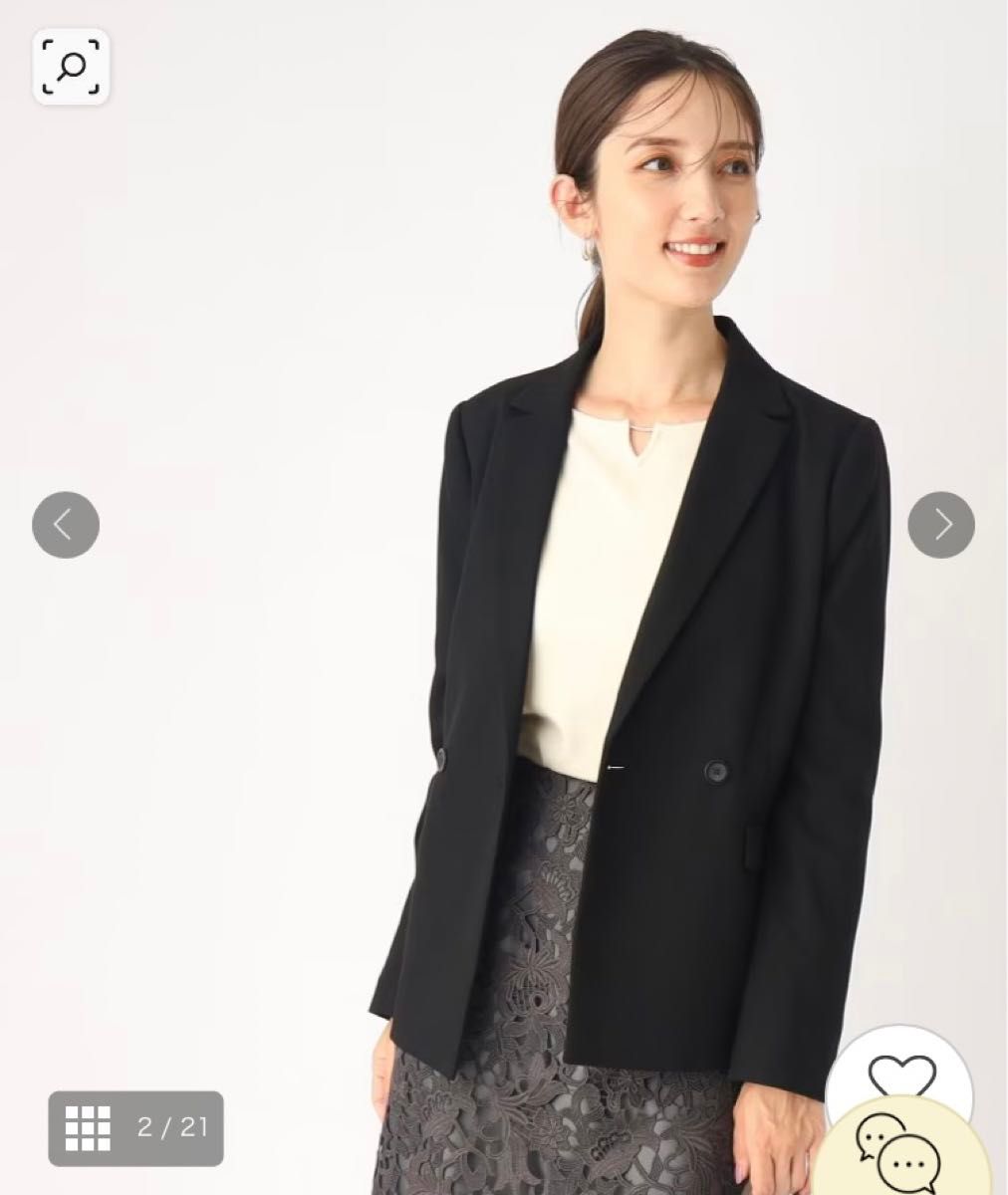 未使用　index ワールド　セットアップ　ジャケット/スカート　スーツ　【新品】ブラック　定価14,850円