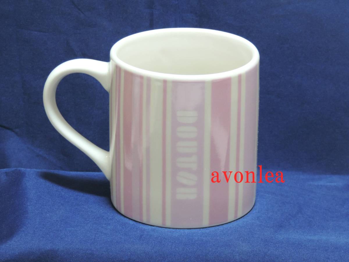 ドトールコーヒー マグカップ ピンクボーダー(DOUTOR/コーヒーカップ/珈琲/陶器_ピンクのかわいいデザインです。