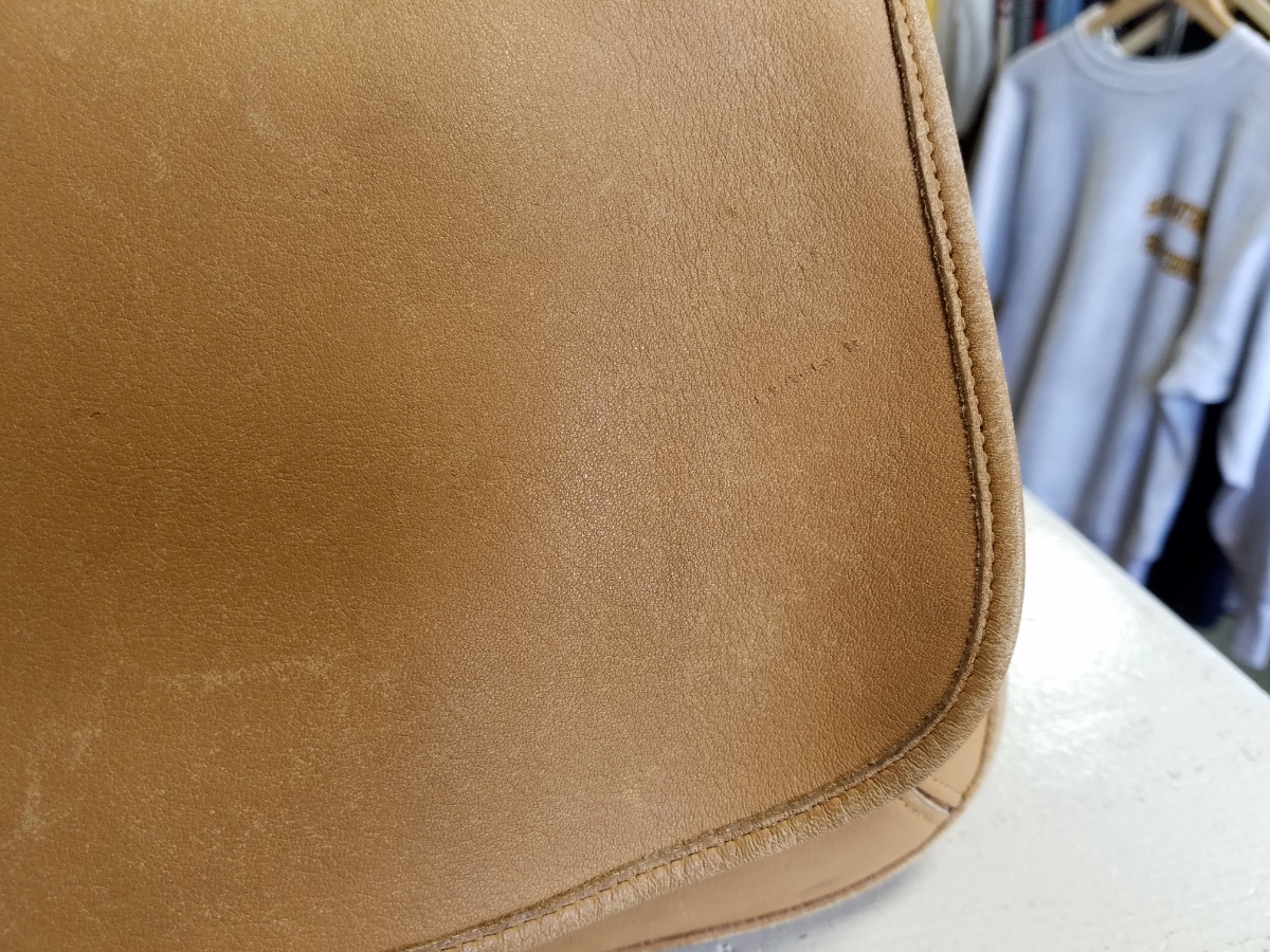 203*90s America made Old Coach OLD COACH leather shoulder bag No.L1D-9135 beige retro simple Vintage used USED
