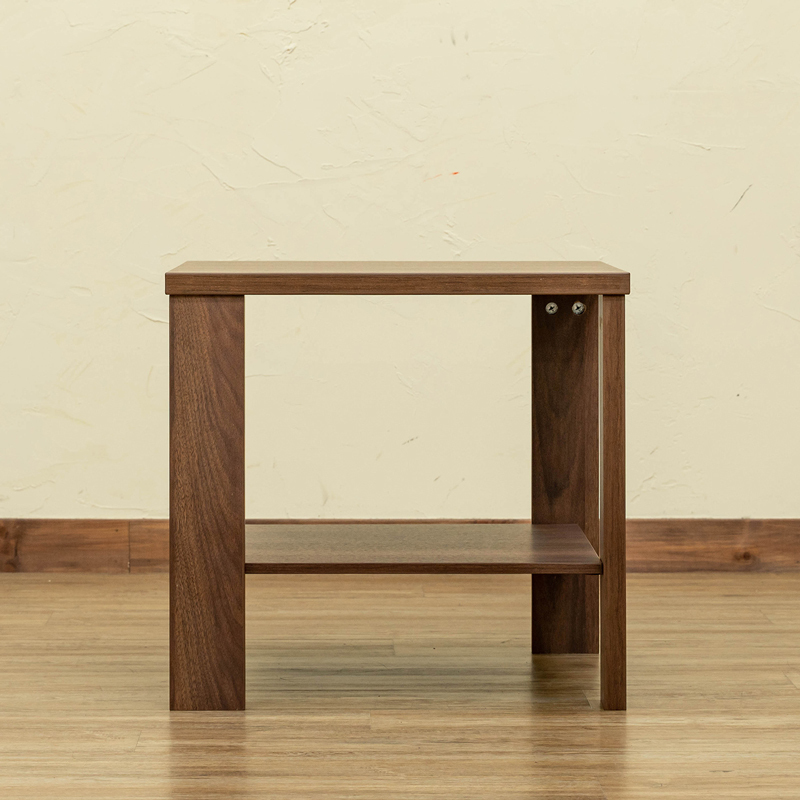サイドテーブル 棚付 50cm幅 正方形 木製 センターテーブル 木目柄 大理石柄 LDN-01 ウォールナット(WAL)_画像3