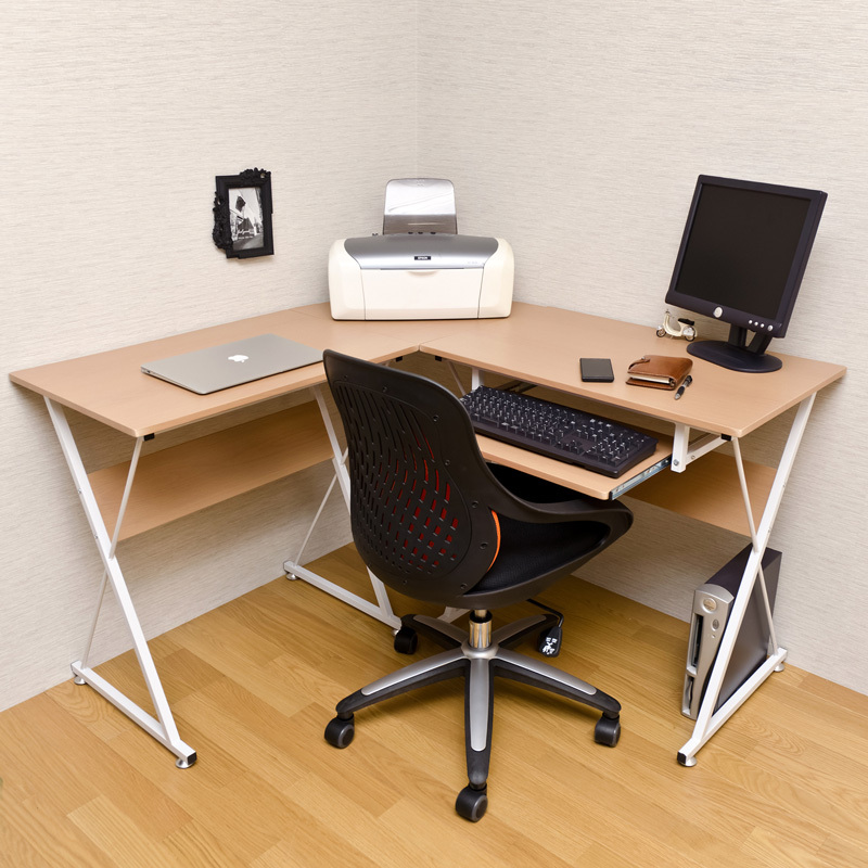  desk personal computer corner L character type 130cmtere Work steel keyboard shelves ( separation possibility )2 pcs another . also possible to use CT-1265 natural (NA)