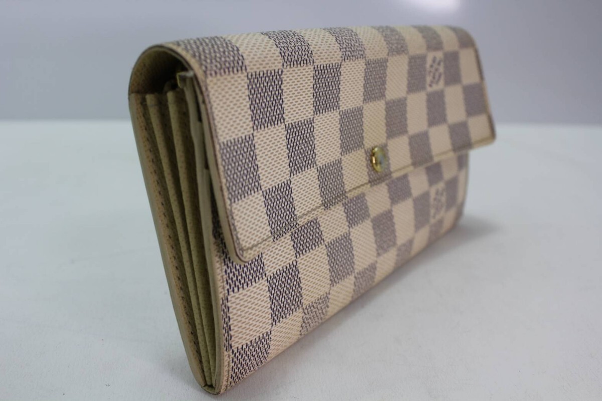 #＊ LOUIS VUITTON ルイヴィトン ダミエ ポルトフォイユ サラ 長財布 アズール ホワイト N61735 CA0069_画像4