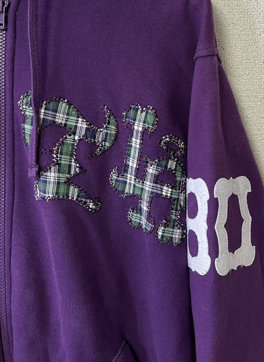 stussy ステューシー NYLTLA チェック フルジップ パーカー 紫 L スウェット Tシャツ OLD オールド 00s 90s ストック スタジャン carhartt _画像3