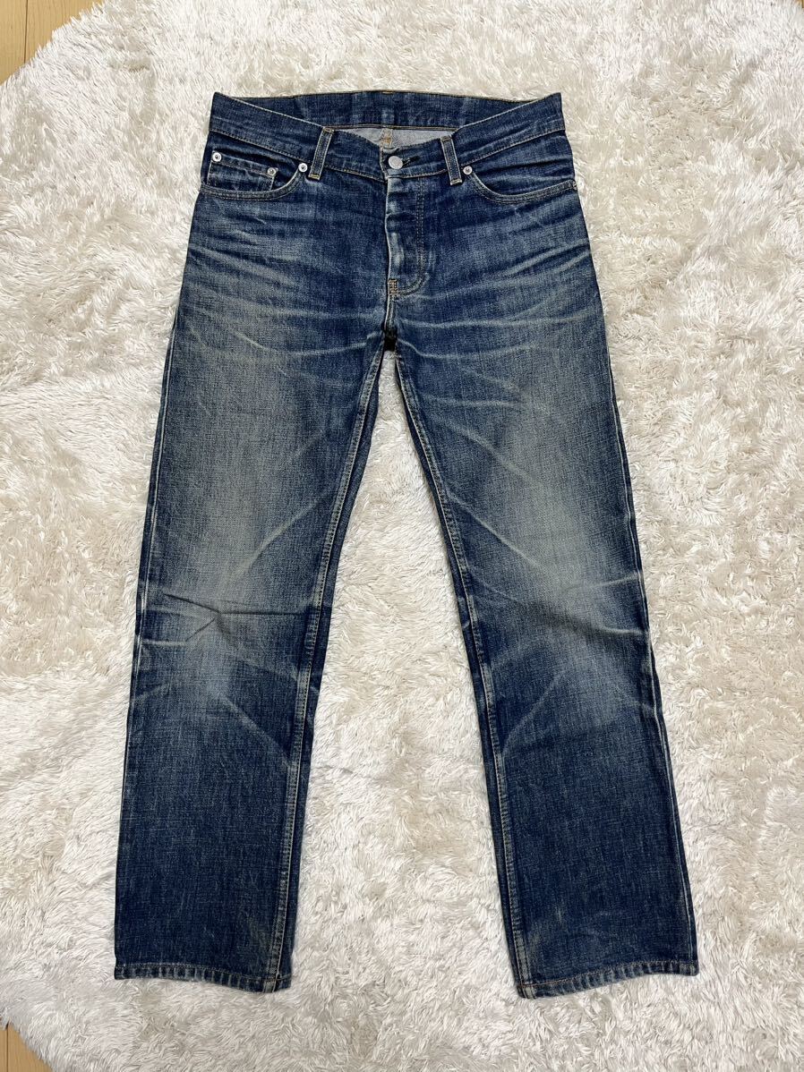 90s HELMUT LANG 1999年 本人期 ヘルムートラング jeans ジーンズ 29 archive 希少 アーカイブ パンツ 初期 destressed デニム raf 紺_画像1