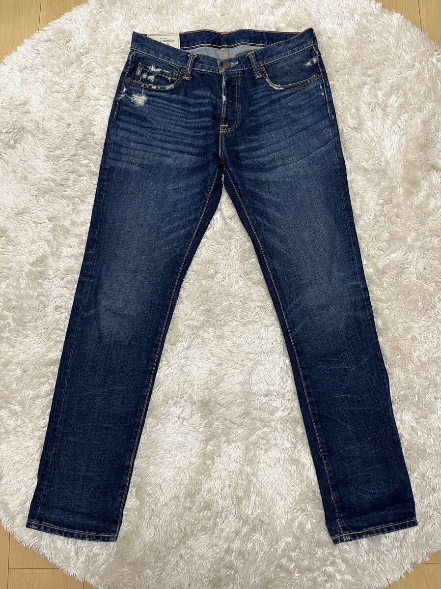 国内正規品 Abercrombie&fitch SKINNY ダメージ加工 デニム パンツ W32 L32 _画像1