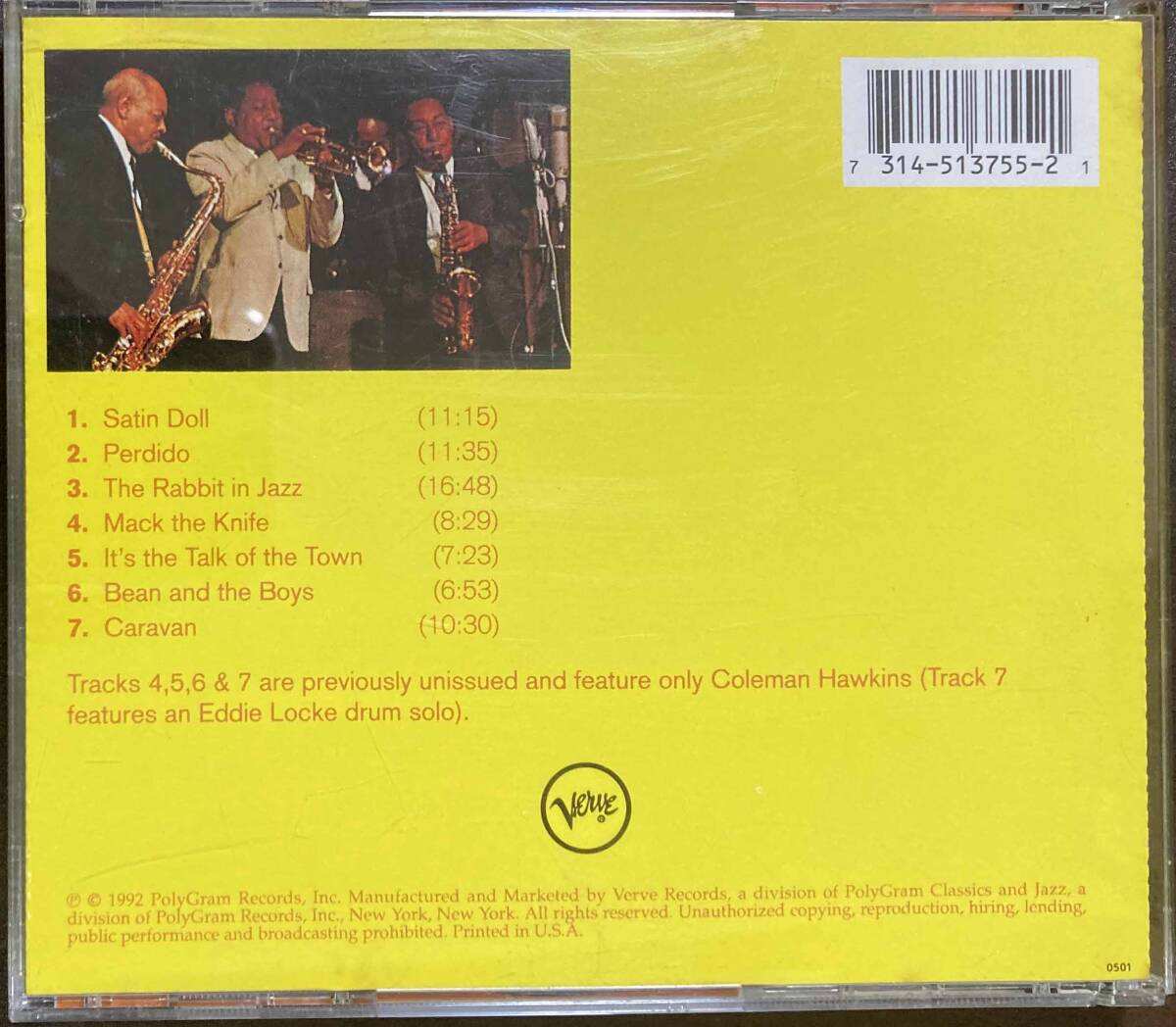 Coleman Hawkins / Hawkins! Elridge! Hodges! Alive! 中古CD　輸入盤_画像3