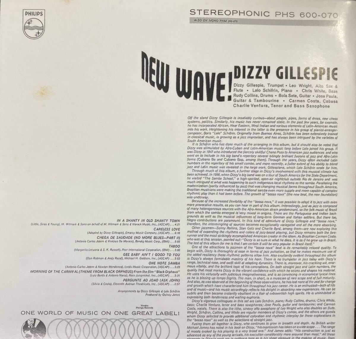 Dizzy Gillespie / New Wave ! 中古CD 国内盤 帯付き 24bitデジタルリマスタリング 世界初CD化の画像5