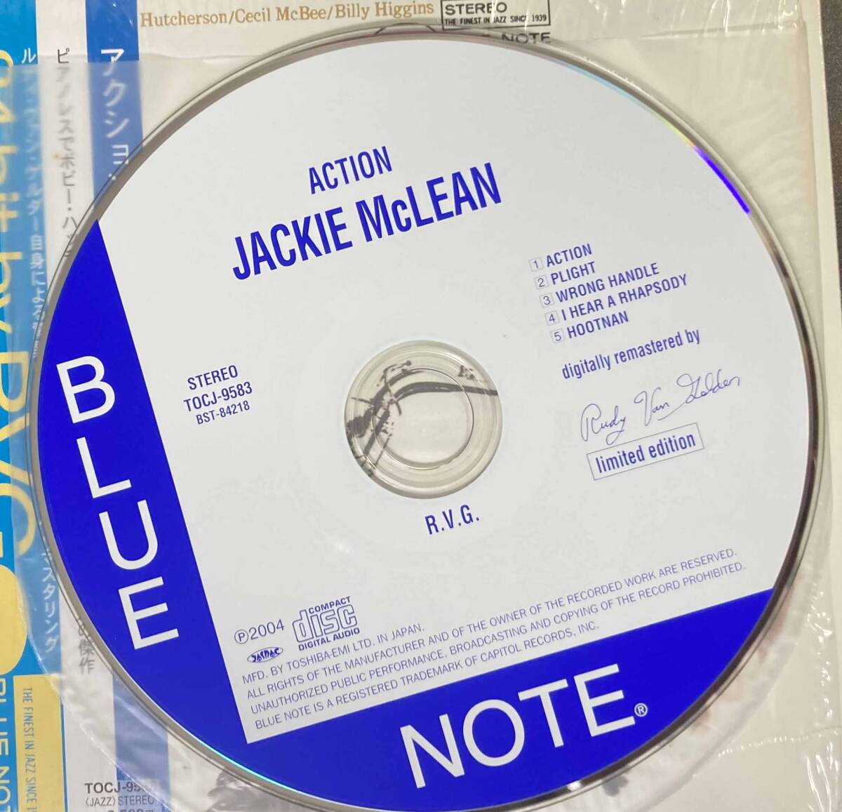 Jackie McLean / Action 中古CD　国内盤　帯付き 紙ジャケ　BLUE NOTE　24bitデジタルリマスタリング_画像3