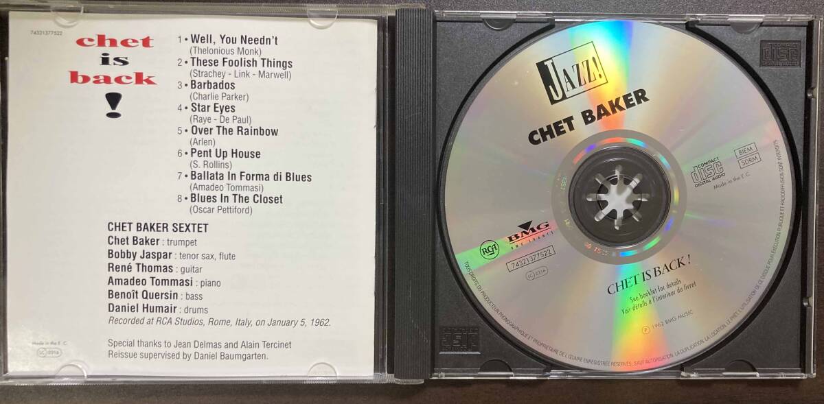 Chet Baker / Chet is Back ! 中古CD　輸入盤 _画像4