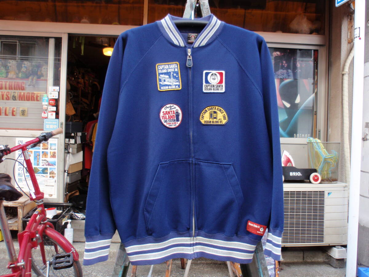 日本製　キャプテンサンタ　パッチ付きなネイビー色のジャージ/トラックジャケット　サイズL_画像1