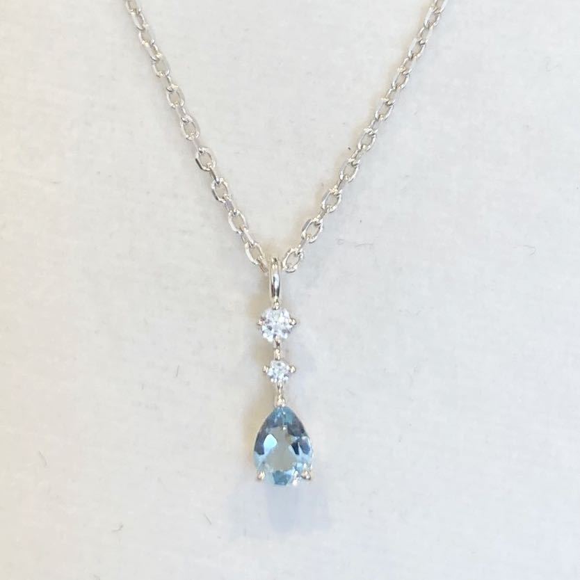 Новый подлинный продукт 4 ° C yon морское ожерелье Серебряное ожерелье Алмаз Аквамарин Кейс бумажный пакет лента Рэп