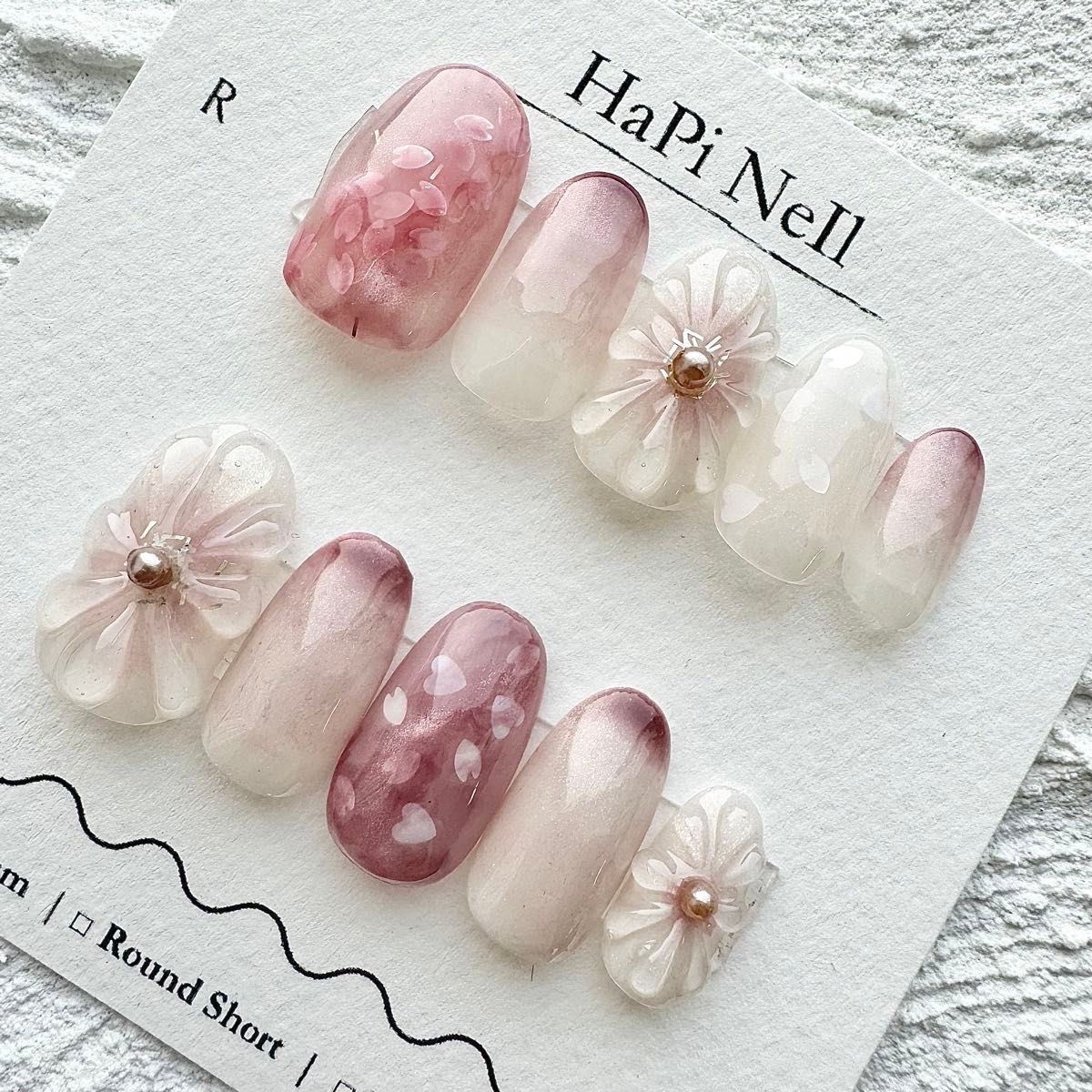 【サイズオーダー】No.43 ネイルチップ　ジェルネイル　桜ネイル　桜　ピンク　春　春ネイル　フラワーネイル　ぷっくりフラワー