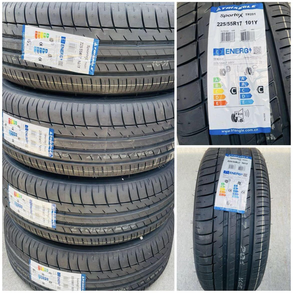 新品タイヤ。NISSAN日産 スカイライン V37 純正17インチ× 7.5J +45 5H 114.3 アルミホイールTRIANGLE Sportex TH201 225/55R17ラジアル4本_画像6