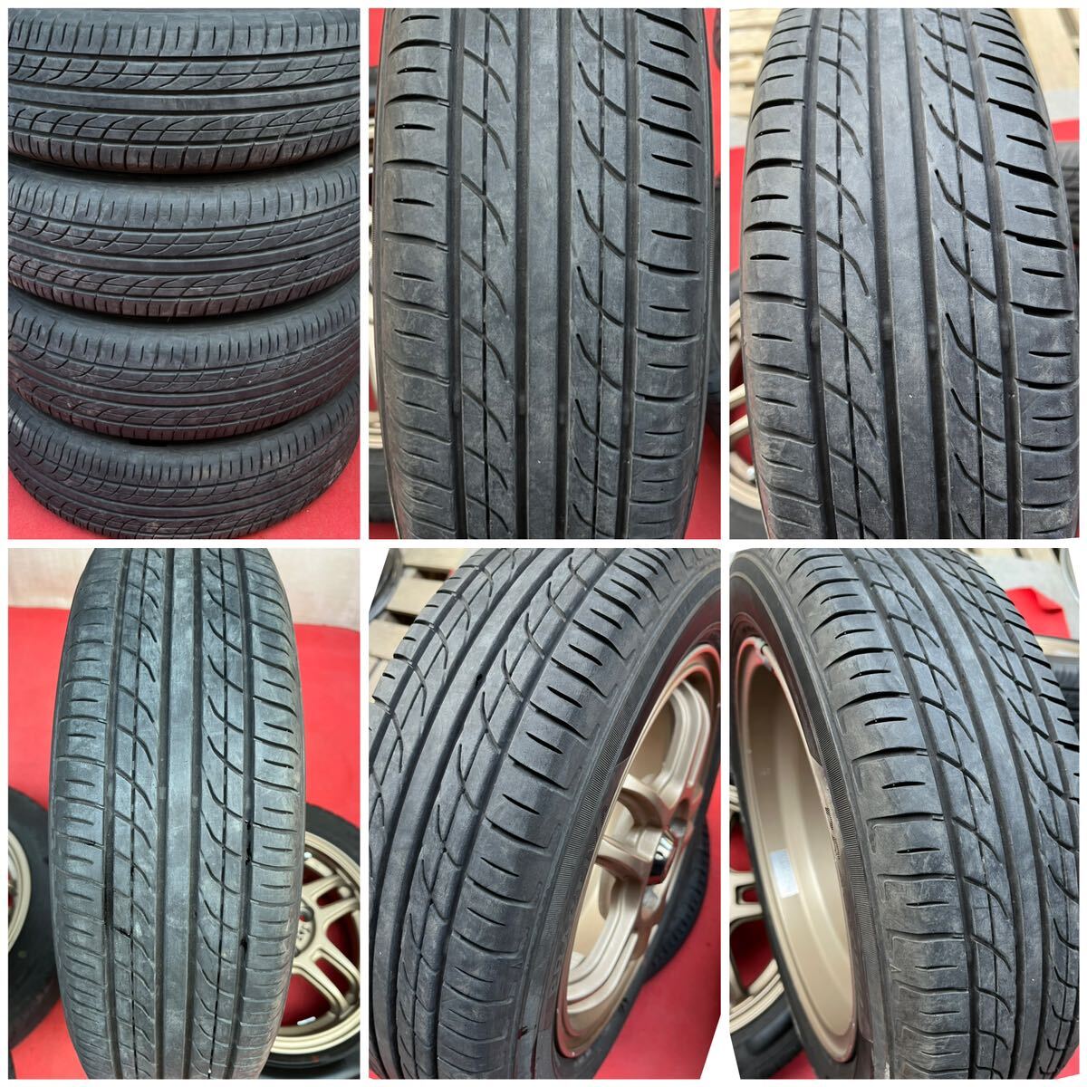 R racing ブロンズ 系/社外アルミ 14インチ×4.5J +45 PCD100/4穴PRACTIVA 155/65R14ラジアル4本。N-BOX モコ サクラ ワゴンR アルトタント_画像6