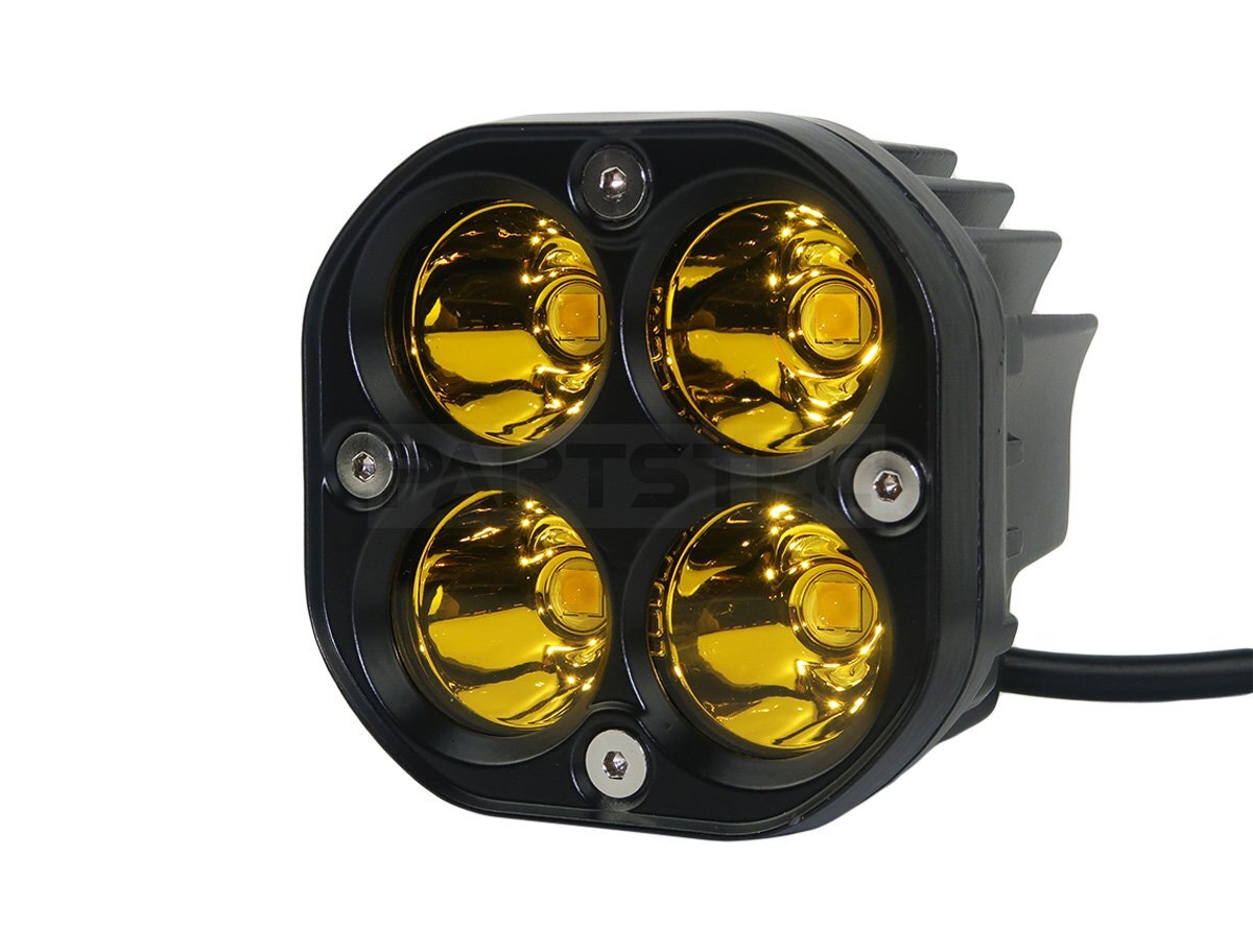 12V LED ワークライト 黄色 2個セット + バンパーステー ナンバーステー ブラック 軽トラ トラック / 147-127x2+146-46_画像3