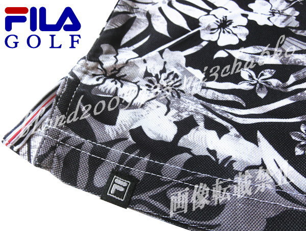 ■新品【FILA GOLF】フィラゴルフ QUICK-DRY吸汗速乾 ストレッチ ハイビスカス柄 半袖ポロシャツ■BK/M_画像4