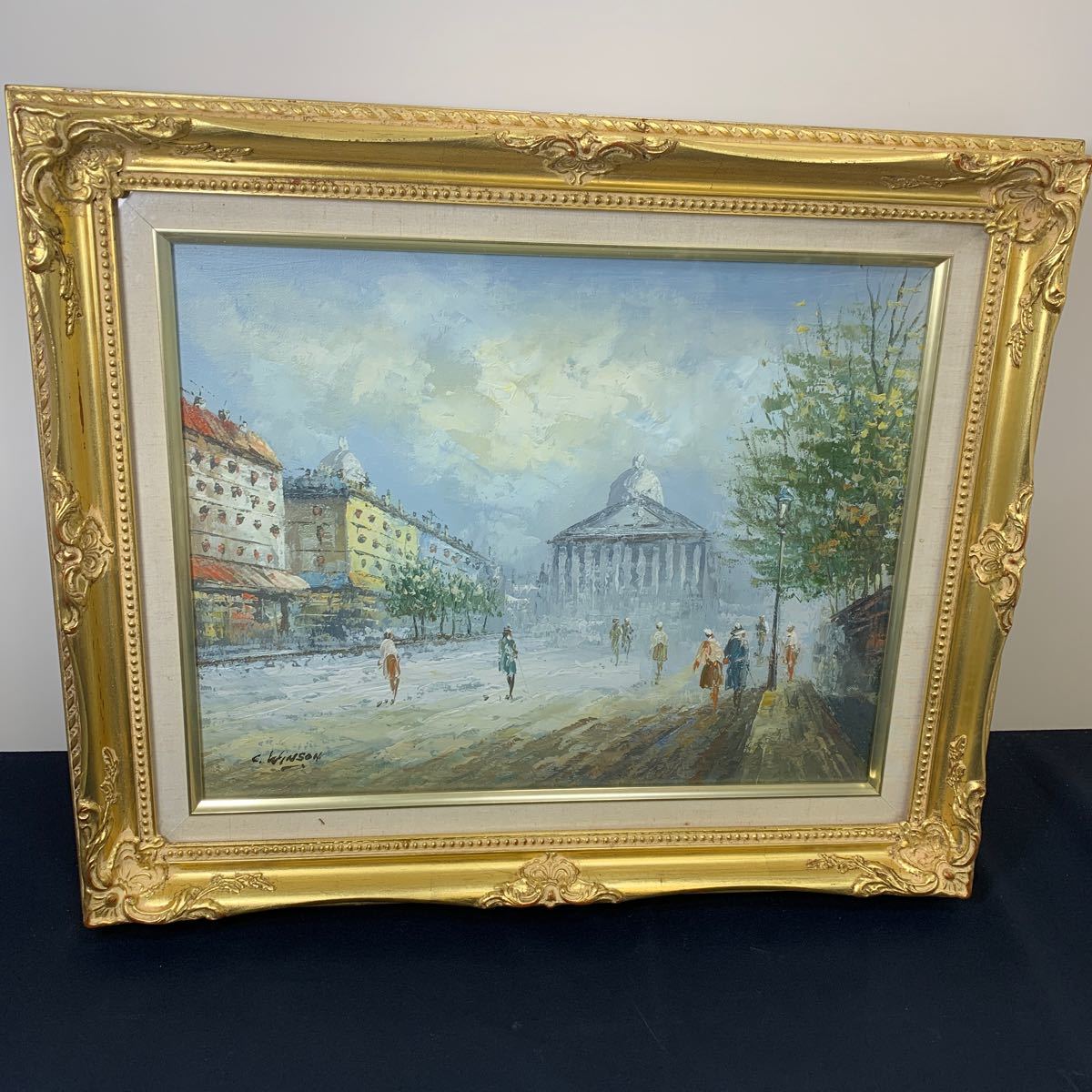 * Osaka / store receipt possible **C.WINSON oil painting landscape painting street average . amount entering art work of art ornament decoration collection interior 