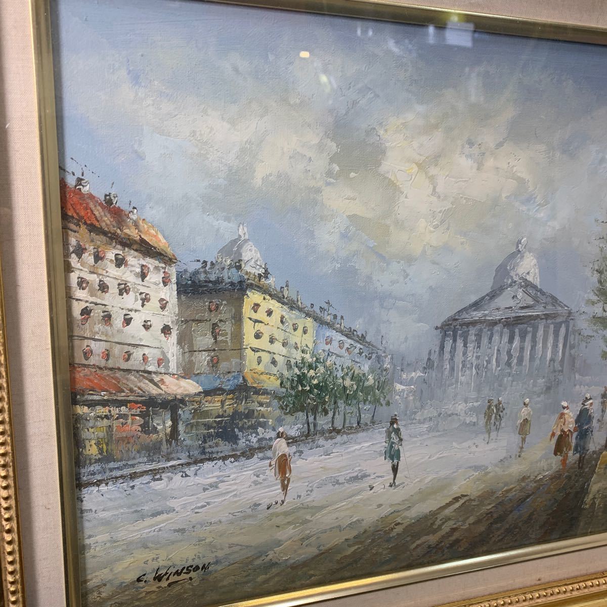 * Osaka / store receipt possible **C.WINSON oil painting landscape painting street average . amount entering art work of art ornament decoration collection interior 